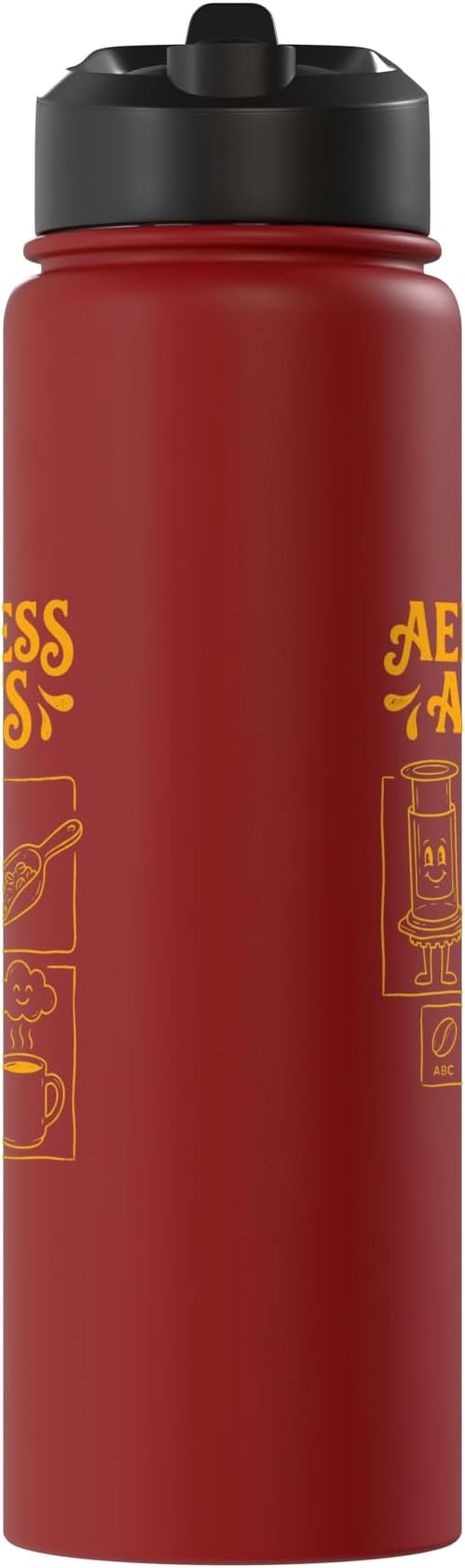Kawaii Coffee Brewing Characters Shirts AeroPress Addicts Stainless Steel Insulated Water Bottle