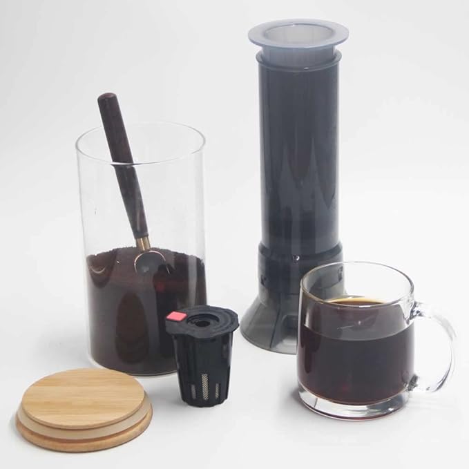 Portable Travel Coffee Maker Press, Camping Coffee Press, Travel K Cup Coffee Maker - Instantly Makes Delicious Coffee, Compatible with K Cups and Ground Coffee, 4~12 OZ One Shot