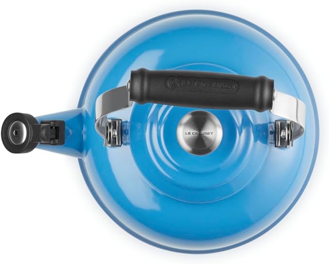 Le Creuset Enamel On Steel Whistling Tea Kettle with Metal Finishes, 1.7 qt., Marseille