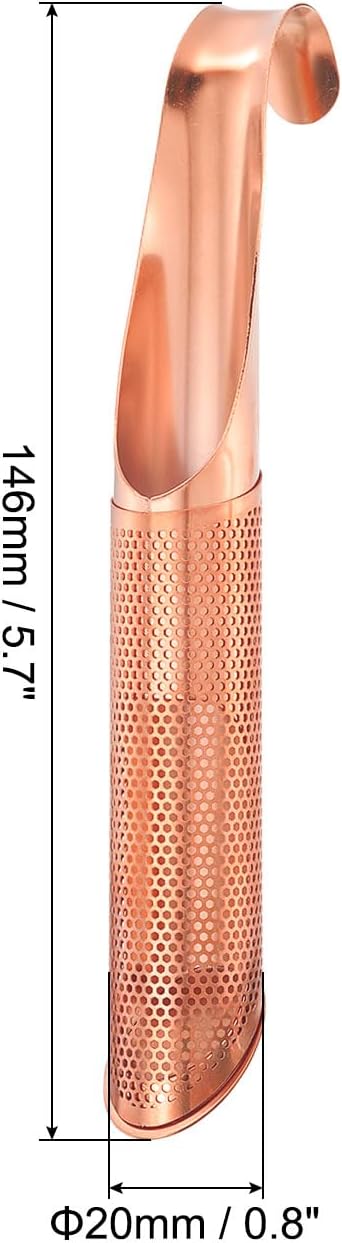 uxcell 1 Pcs Tea Strainer with Fine Mesh, Stainless Steel Tea Steeper, Tea Infuser Stick Pipe with Handle for Loose Leaf Tea, Rose Gold