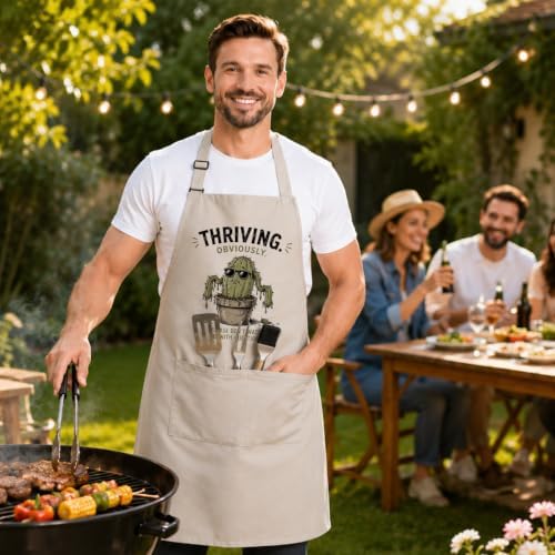 Thriving Obviously Funny Cactus Apron for Women Men | Funny cactus artwork and sarcastic wording create a lighthearted apron for cooking, gardening, baking, and gifting - Image 7