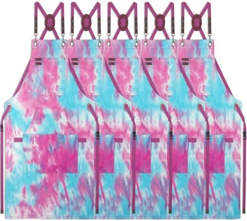 5 Pack Kitchen Apron, Work Apron, Canvas Apron, Phantom Blue | Multiple Pockets, Gardening, Painting, BBQ, Artist, Carpenter, Sizes M to XXL by Stenffy