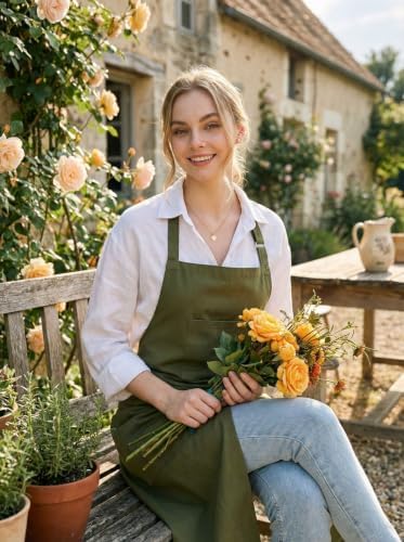 Molaxhome Split Pottery Apron with 3 Pockets Unisex with Adjustable Strap | Cotton Blend,Kitchen Apron,for Ceramics,Gardening,Kitchen Cooking - Image 3