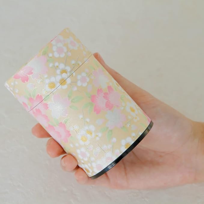 KIMIKURA Japanese Tea Container made in Japan [Sakura] 70-100g Tea Capacity Airtight Tin -from Japan | Japanese Tea