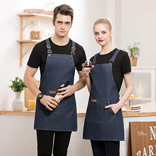 Denim Cross-Back Chef Bib Apron with Pockets for Men and Women - Image 4