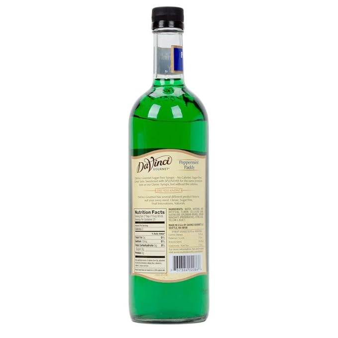 DaVinci Gourmet Sugar Free Peppermint Paddy Syrup, 750 mL Plastic Bottle - Image 2