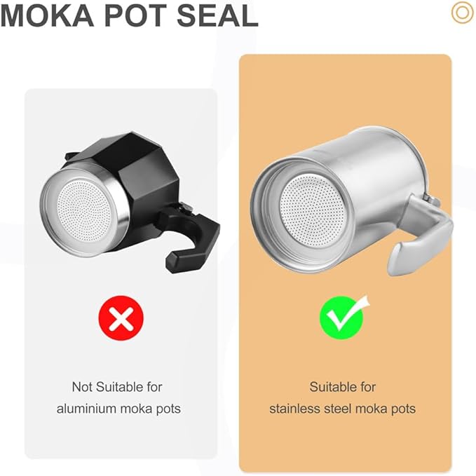 wedrink 1 Filter and 3 Silicone Gasket Seals Replacement for Stainless Steel Moka Pot and Stovetop Espresso Coffee Maker(6 Cup)