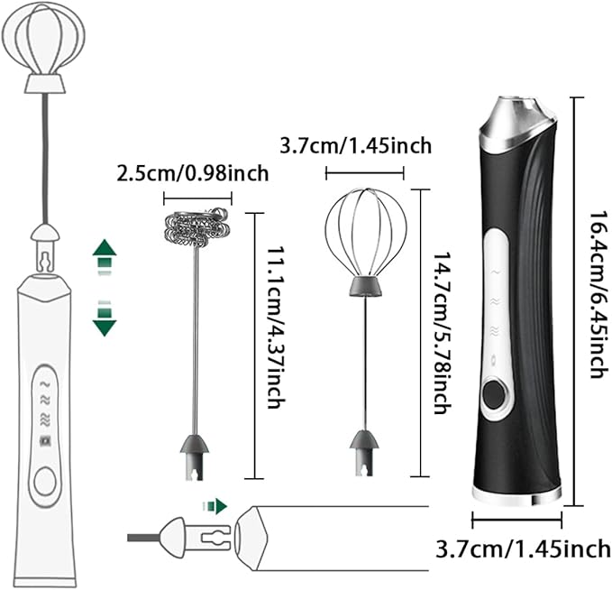 Rechargeable Milk Frother Handheld For Coffee,3 Speeds Frother Wand With Stand, Batidora De Mano Electrica,Coffee Frother With 2 Heads,Drink Mixer Electric Handheld,Kitchen Essentials (Colorful 3)