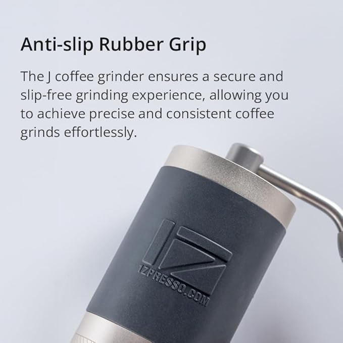 1Zpresso J Manual Coffee Grinder Silver Capacity 35g with Assembly Stainless Steel Conical Burr - Numercial Internal Adjustable Setting
