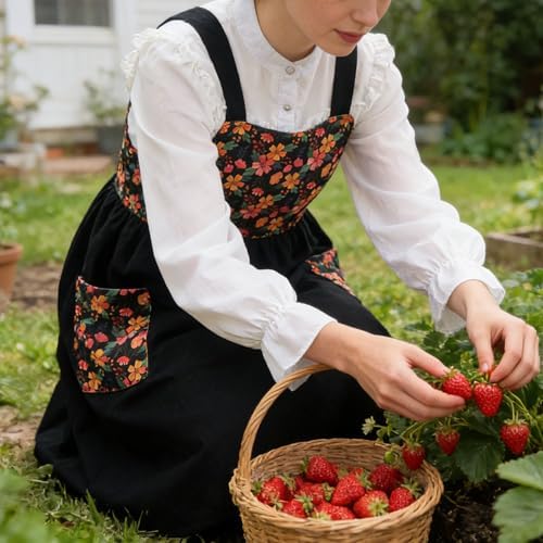 Uaussi Cotton Linen Apron Cross Back Work Apron for Women with Pockets Pinafore Dress X Cross Halter Apron for Chef Gardening - Image 6
