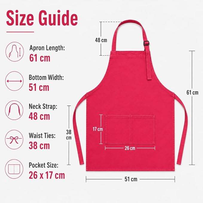 Chef Apron,Cotton Polyester Kitchen Apron with 2Pockets,Adjustable Stain Resistant for Cooking BBQ(1Pcs) - Image 3