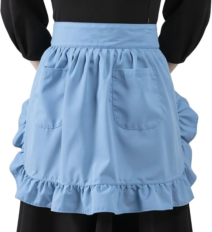 Waist Apron with Pockets Retro Kitchen Cleaning Ruffles Half Apron by LilMents