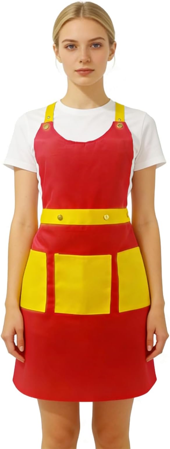 Server Aprons For Women Men With 3 Pockets, 2pc Set, Waterproof Apron For Kitchen Cooking Waitress Gardening Art Work - Image 3