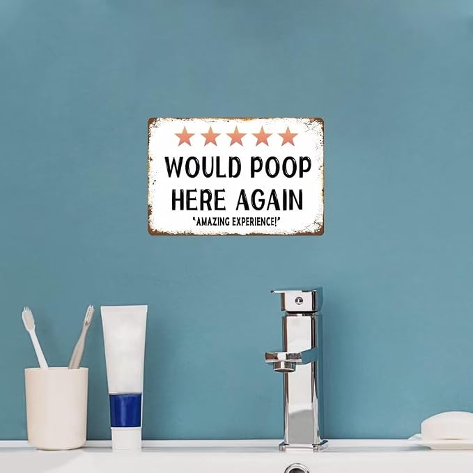 Funny Bathroom Poop Here Sign Bathroom Wall Decor 8 x 12 Inch Funny Door Signs for Bar Cafe Pub Home Toilet Wall Decoration - Image 7