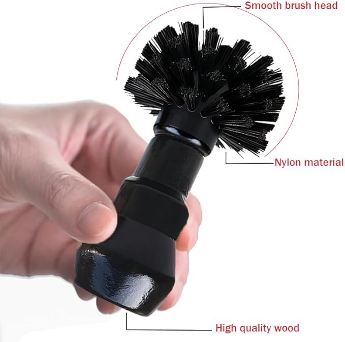 Portafilter Cleaning Brush, Professional Barista Espresso Coffee Cleaning Brush Tool with Wooden Black Handle for Breville Espresso Machine Portafilter Basket (54MM)