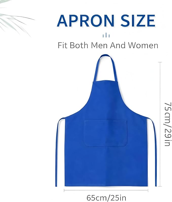 8 Pack Aprons Bulk with Pockets, Unisex Apron with Extra Long Ties for Chef, Cooking Classes, Painting, BBQ - Image 2
