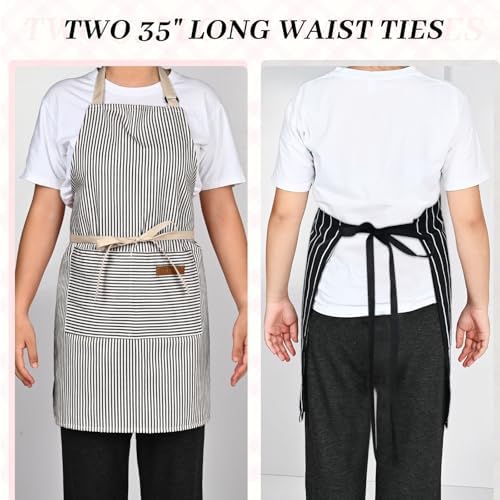 2Pack Adjustable Kitchen Apron for Women Men with 2 Pockets，Cotton-Polyester Blend Bib Aprons for Cooking,Baking - Image 6