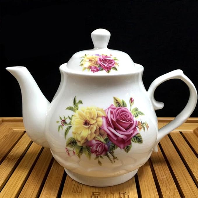 123Arts Small Teapot, Flower Teapot, Ceramic Tea Pot, Small Tea Pot for 1 Person Use,13oz,400ml