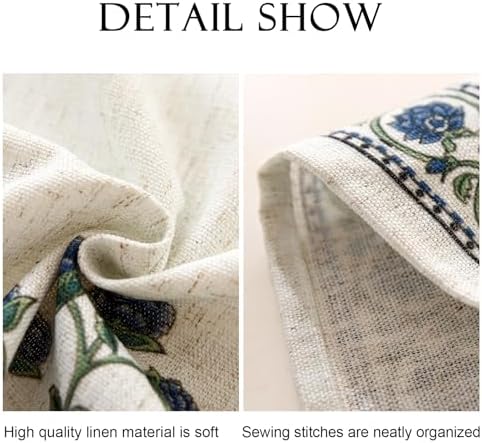 patdrea Blue Floral Linen Apron with Pocket,French Kitchen Garden Chef BBQ Aprons for Women and Men,Crisscross Back Straps - Image 6