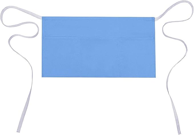 Server Aprons - Waterproof Quick Drying Half Waist Aprons for Women with 3 Pockets, Light-Blue Print Cooking Apron for Bartender Work Hairstylist Baking Barista Nail 11.8 Inch by Unknown