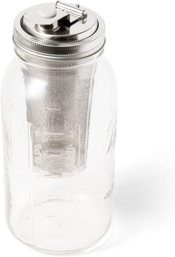 Jarware Cold Brew Coffee Maker and Tea Infuser Lid For Wide Mouth Mason Jars,Black