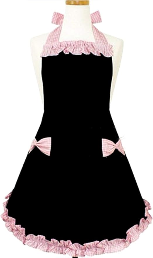 Hyzrz Cute Fashion Aprons for Women Girls Waitress Cooking Restaurant Kitchen Home Cooking Chef Bib Apron Dress Gift (Black) by Hyzrz