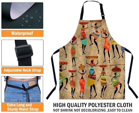 African Woman Dancer Waterproof Apron Kitchen Chef Aprons Bibs for Grooming Cooking Baking Painting Gardening - Image 3