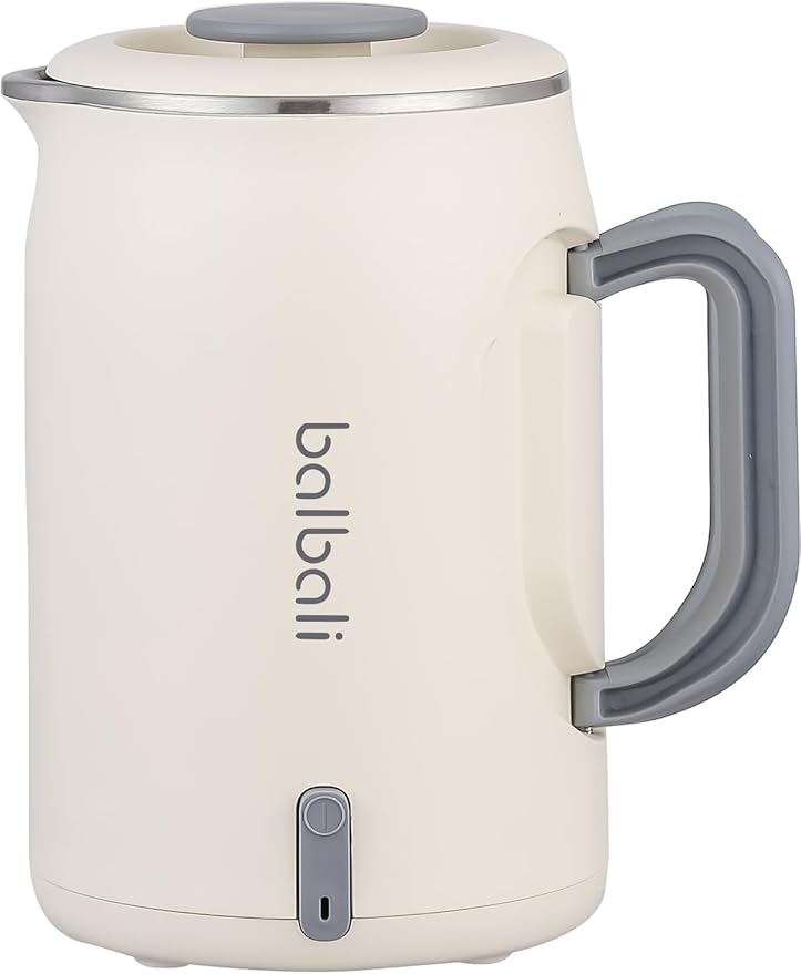 balbali 20oz Small Electric Kettle for Boiling Water - Collapsible Handle Mini Electric Kettle/Boiler for Tea - 400w Low Wattage Portable Kettle for Travel – White