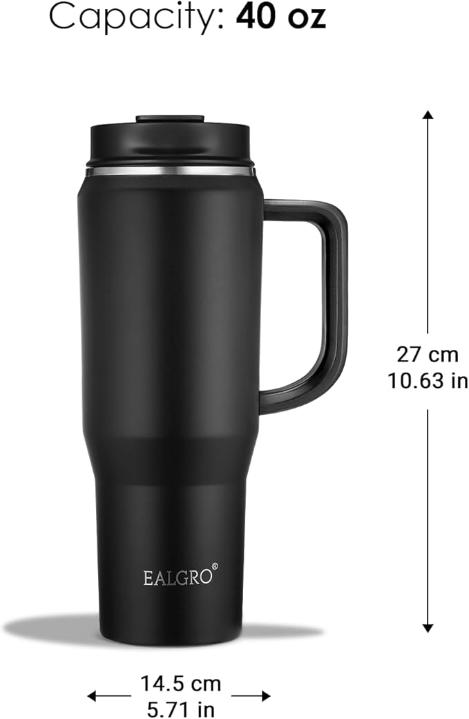 40 oz Tumbler with Handle, Insulated Tumblers with Lid and Straw, Large Metal Sports Water Bottle Jug, Thermal Stainless Steel Travel Coffee Mug Cup, Army Green