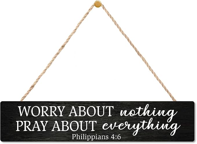 AGMDESIGN Worry About Nothing Pray About Everything Bible Verse Wood Sign, Christian Hanging Wooden Plaque for Prayer Room Church Bedroom Home, Faith-Based Wall Decor for Shelf Desk Door by Unknown