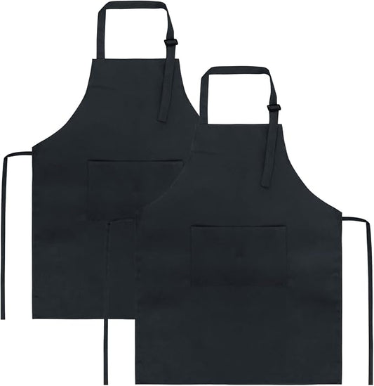 SINLAND Kids Aprons with Large Pocket 2 Pack | Adjustable Cooking Chef Aprons,Stain Resistant Toddler Apron for Baking Painting Gardening Boys Girls by SINLAND