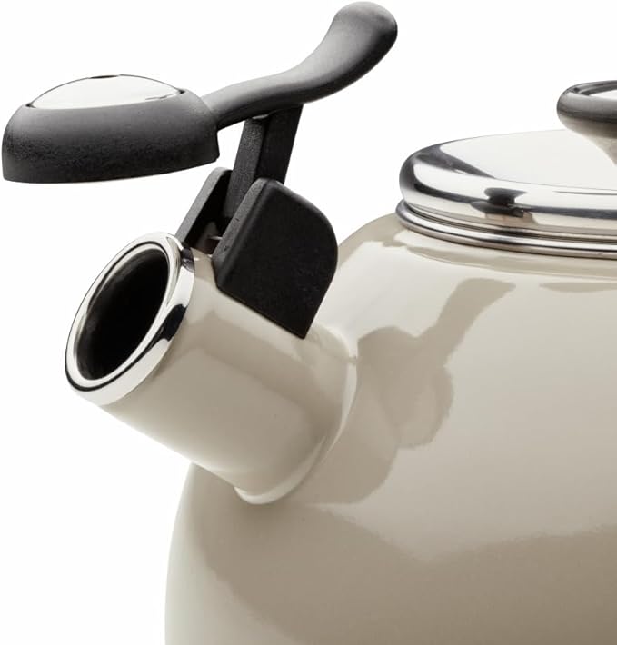 Circulon Enamel on Steel Whistling Teakettle/Teapot With Flip-Up Spout, 2 Quart - Gray