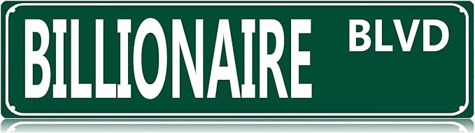 Billionaire BLVD Metal Street Tin Sign Funny Vintage Slim Tin Signs 16 x 6 Inch Wall Art Decor Iron Poster for Home Farmhouse Bar Cafe Garage Indoor Outdoor Gift by Unknown