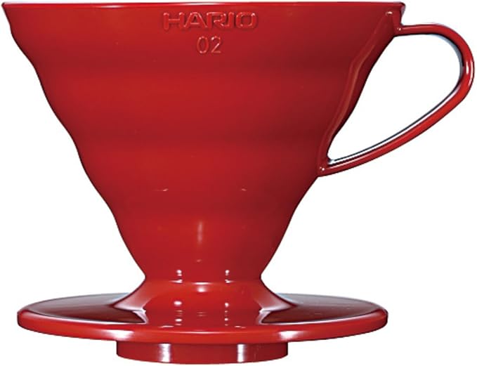 Hario V60 Plastic Coffee Dripper Pour Over Cone Coffee Maker Size 02, Red