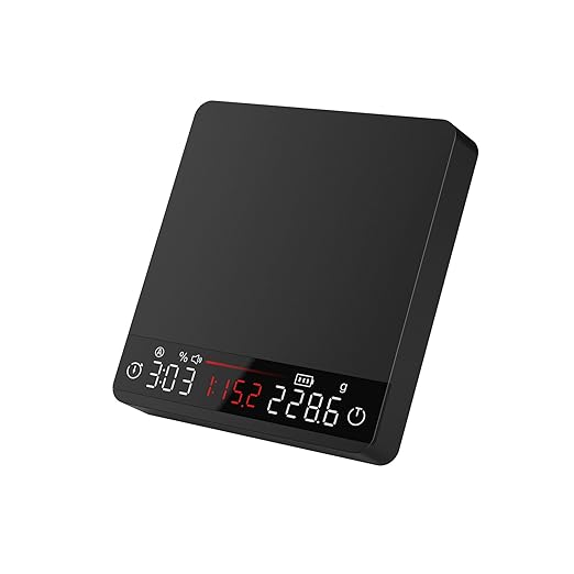 Coffee Scale, Mini Espresso Scale with Timer, Metal Kitchen Scale with Auto Timing, Ratios & Flow Rate Display, Barista-Grade for Pour-Over, Espresso, French Press – 2kg/0.1g, Black