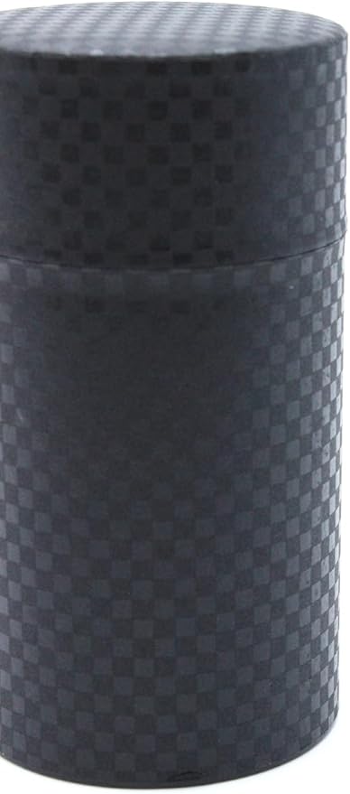 Japanese Pokkan Matcha Coffee Spice Tea Tin Canister Washi Paper Storage with Lid 7.05 oz Capacity (Kuro)