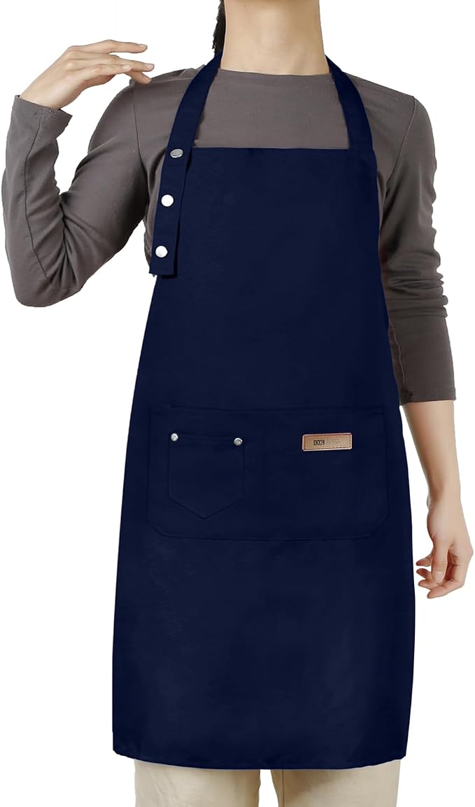 Hongsome Adjustable Button Apron for Women Men Artist Painting Pottery Garden Cooking Kitchen Chef 3 Pockets Waterproof M-XXL by brand