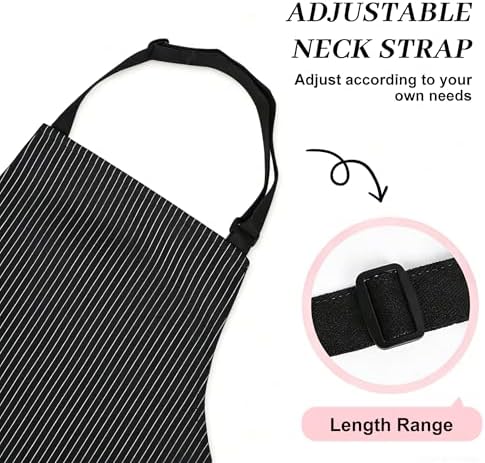 2Pack Adjustable Kitchen Apron for Women Men with 2 Pockets，Cotton-Polyester Blend Bib Aprons for Cooking,Baking - Image 5