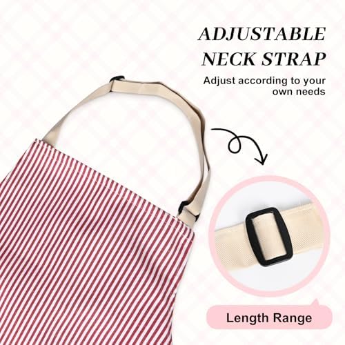 2Pack Adjustable Kitchen Apron for Women Men with 2 Pockets???Cotton-Polyester Blend Bib Aprons for Cooking,Baking - Image 5