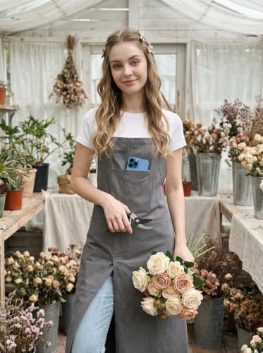 Molaxhome Split Pottery Apron with 3 Pockets Unisex with Adjustable Strap | Cotton Blend,Kitchen Apron,for Ceramics,Gardening,Kitchen Cooking - Image 3