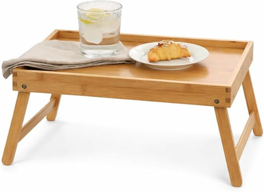 Gibson Home Continental Bamboo Bed Tray with Folding Legs, for Breakfast, Eating, Working, Laptop, Foldable Serving