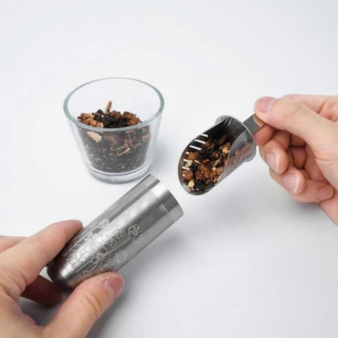Tea Infuser Spoon For Loose Leaf Tea Stainless Steel Popsicle Tea Stick Tea Diffuser Long-Handle Tea Filter Easy to Carry Tea Strainer Pipe Tea Steeper Filter(Gold)