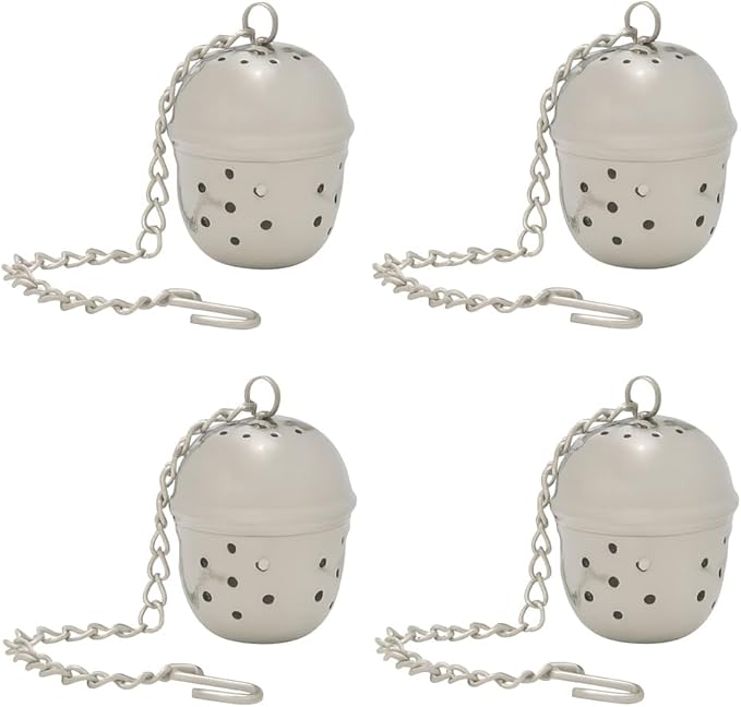 HIC Kitchen Mini Tea Ball Infusers, 18/8 Stainless Steel, Set of 4, For Loose Leaf Tea and Mulling Spices