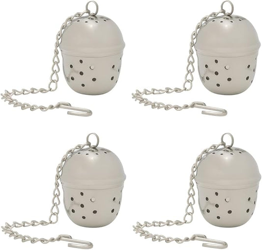 HIC Kitchen Mini Tea Ball Infusers, 18/8 Stainless Steel, Set of 4, For Loose Leaf Tea and Mulling Spices
