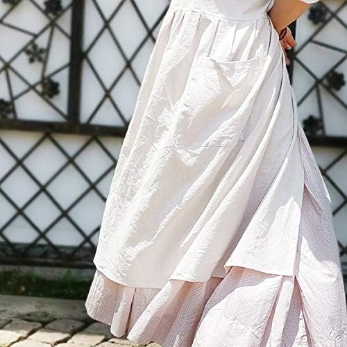 Uaussi Cotton Linen Apron Cross Back Work Apron for Women with Pockets Pinafore Dress X Cross Halter Apron for Chef Gardening - Image 4