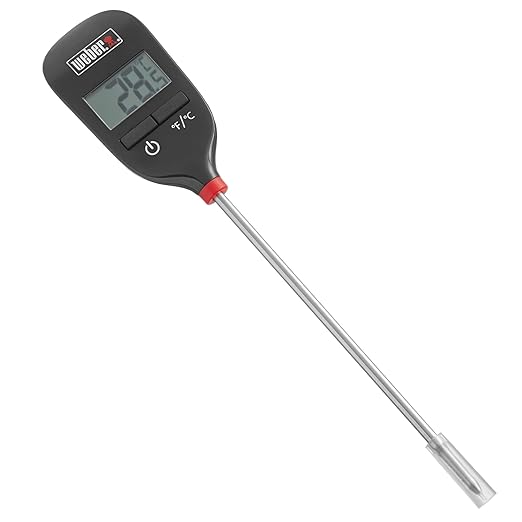 Weber Instant‑Read Thermometer Probe, Black/Silver – Fast Digital Grill & Kitchen Thermometer with 15‑Second Readout, Auto Shutoff & Fahrenheit/Celsius Options