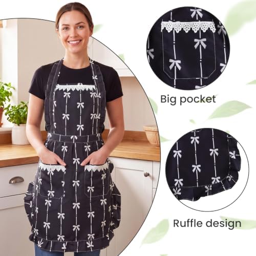 Aoomzoon Cute Aprons for Women with Pockets for Cooking Kitchen Gifts | Adjustable Cross Back Straps Ease Neck Strain, One size Fits Most for Cooking, Grilling and Painting, Gifts for Women - Image 3