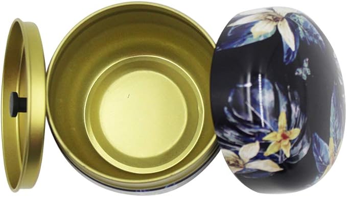 2 Pack Mini Tea Storage Containers Tea Coffee Tins, Flowers Pattern Food Storage Container for Herb, Candy, Chocolate, Sugar, Spices, Candle