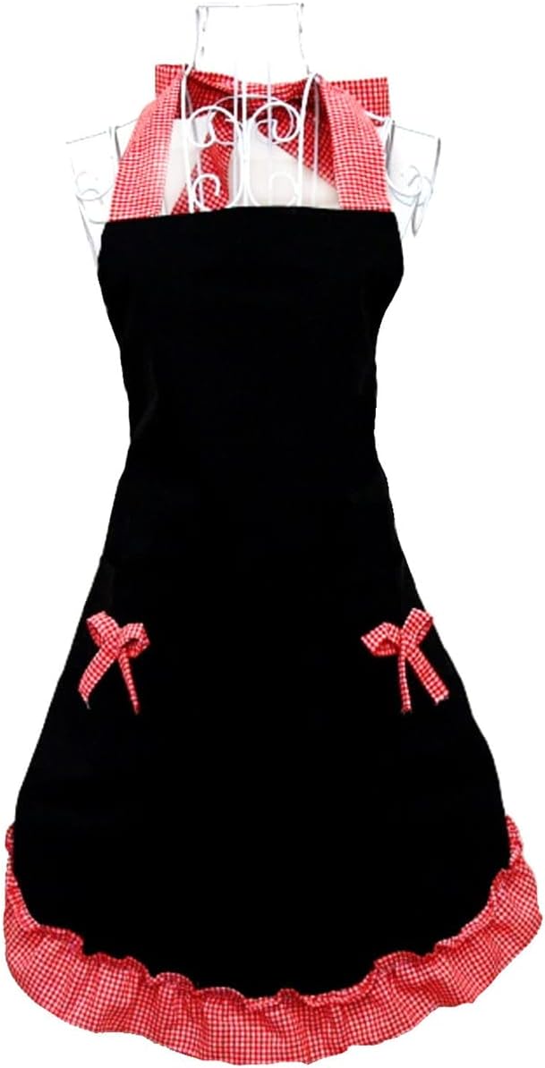 Hyzrz Cute retro Aprons with Pockets for Women Girls Vintage Kitchen Cooking Apron for Mother Gift (Red) by Hyzrz
