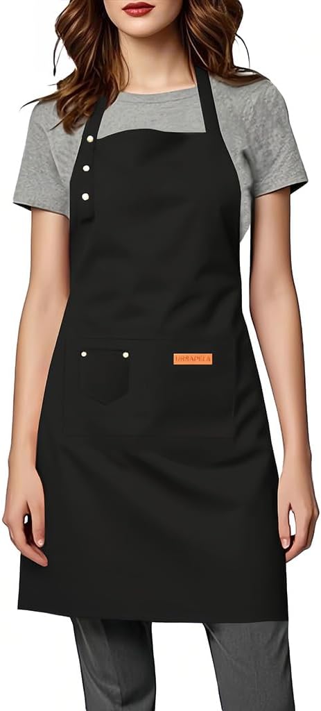 Kitchen Cooking Apron for Women Men Water-Resistant Artist Barista Baking Craft Catering Work Bib with Large Pockets